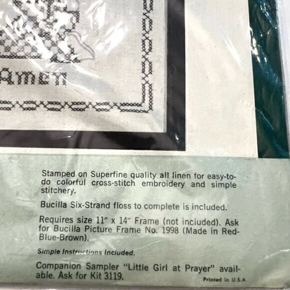 LITTLE BOY AT PRAYER‎ Stamped Cross Stitch Kit BUCILLA Linen Cloth NEW Religious - Picture 3 of 6